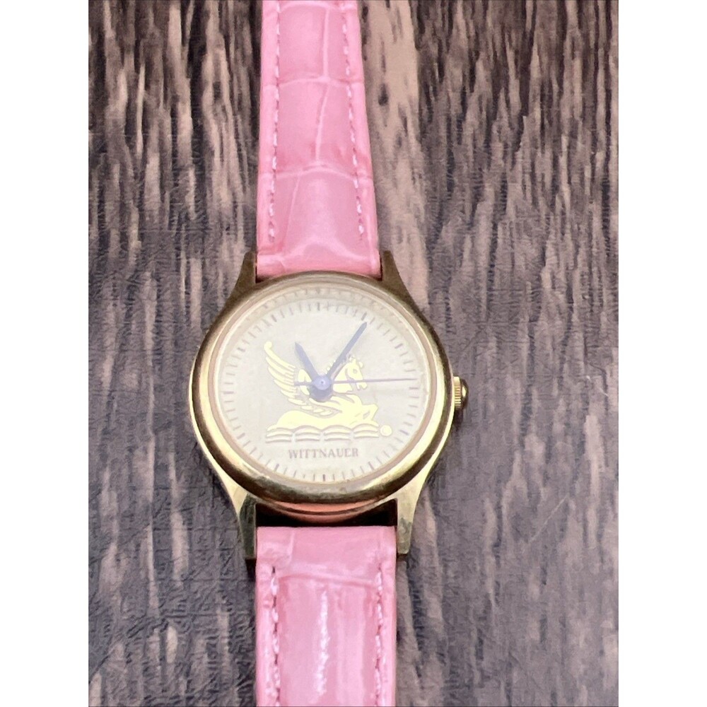 Wittnauer Pegasus Watch Women 24mm Champagne Dial Gold Tone Round New Battery